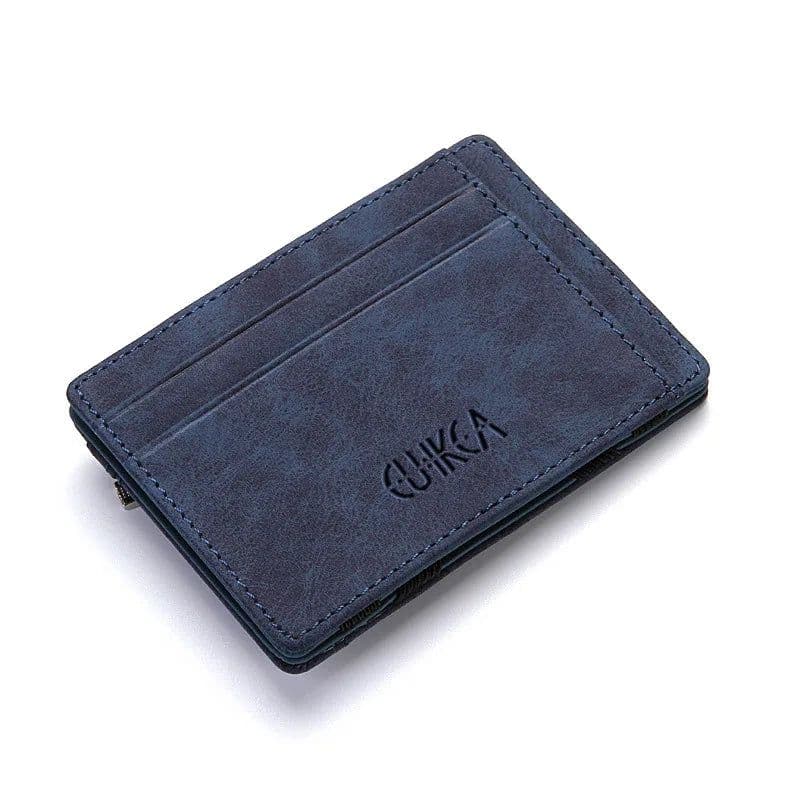 image-Mini Men Card Holder Wallets Zipper Coin Pocket Slim Magic Male Wallet Quality PU Leather Credit Bank Card Case Small Men Purses