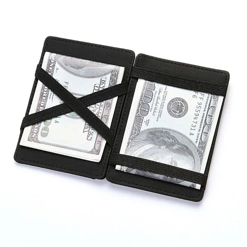 image-Mini Men Card Holder Wallets Zipper Coin Pocket Slim Magic Male Wallet Quality PU Leather Credit Bank Card Case Small Men Purses