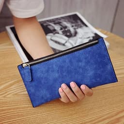 image-Women's Purse Ladies Wallet Long Money Bags Simple Style Coin Purse Leather Thin Wallets Female Card Holder Solid