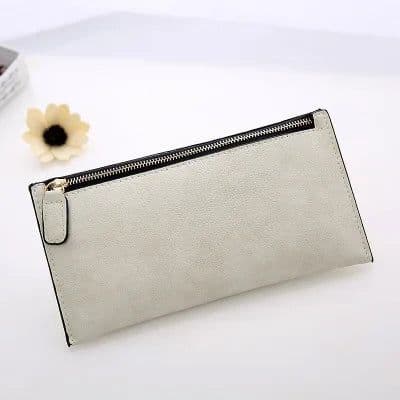 image-Women's Purse Ladies Wallet Long Money Bags Simple Style Coin Purse Leather Thin Wallets Female Card Holder Solid