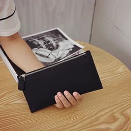 image-Women's Purse Ladies Wallet Long Money Bags Simple Style Coin Purse Leather Thin Wallets Female Card Holder Solid