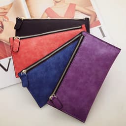image-Women's Purse Ladies Wallet Long Money Bags Simple Style Coin Purse Leather Thin Wallets Female Card Holder Solid