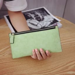 image-Women's Purse Ladies Wallet Long Money Bags Simple Style Coin Purse Leather Thin Wallets Female Card Holder Solid