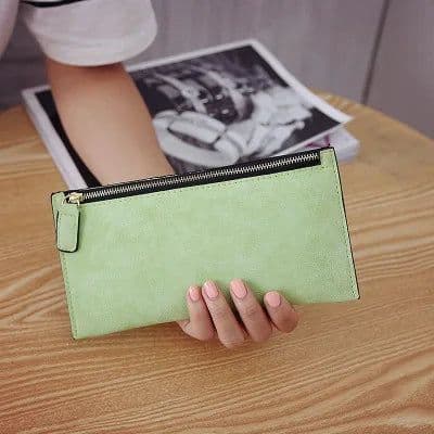 image-Women's Purse Ladies Wallet Long Money Bags Simple Style Coin Purse Leather Thin Wallets Female Card Holder Solid