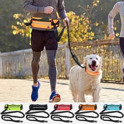 image-New Dog Traction Rope Leash with Waist Bag Nylon Durable Training Leash Premium Dog Supplies for Running Walking Training Hiking