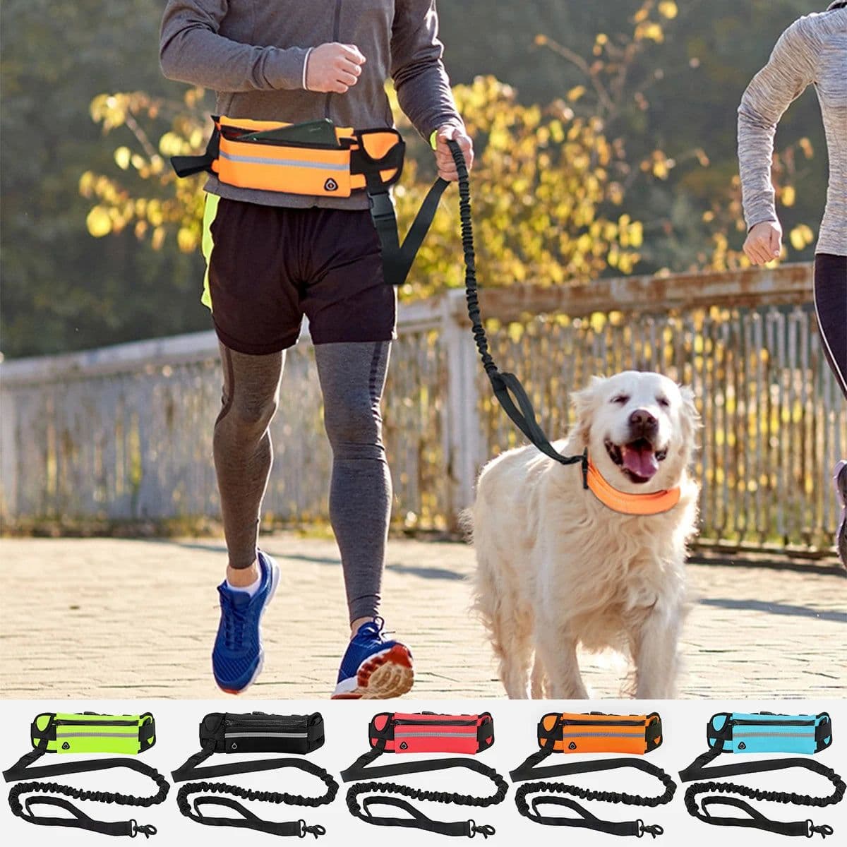 image-New Dog Traction Rope Leash with Waist Bag Nylon Durable Training Leash Premium Dog Supplies for Running Walking Training Hiking