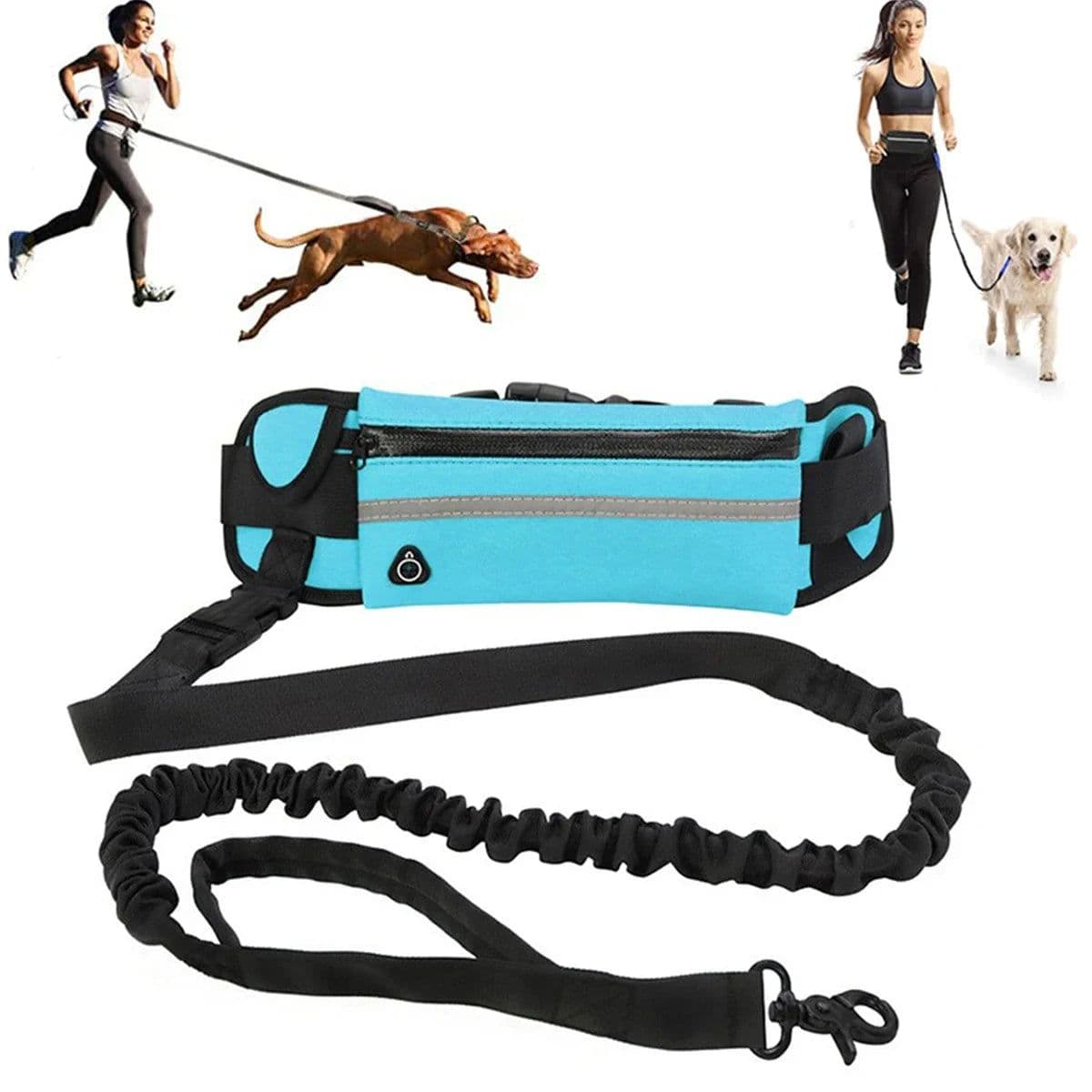 image-New Dog Traction Rope Leash with Waist Bag Nylon Durable Training Leash Premium Dog Supplies for Running Walking Training Hiking