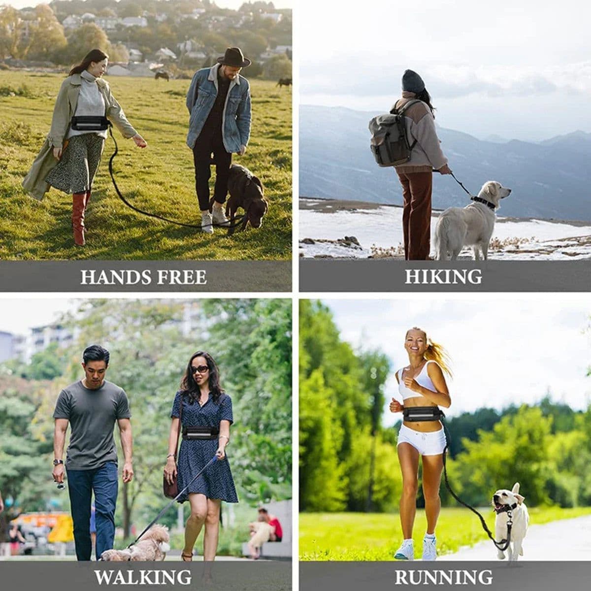 image-New Dog Traction Rope Leash with Waist Bag Nylon Durable Training Leash Premium Dog Supplies for Running Walking Training Hiking
