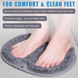 image-Silicone Rub Back Brush Bathroom Non-slip Wash Foot Pad Massage Shower Mat with Sucker Bath Massage Foot Exfoliating Brush Pad