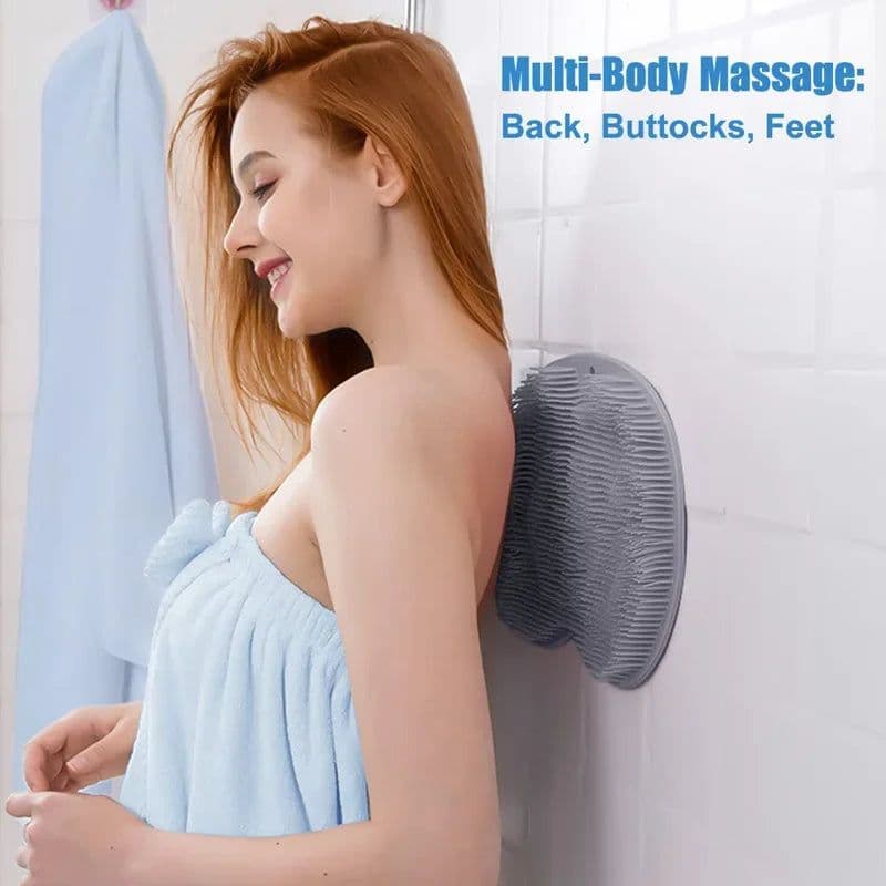 image-Silicone Rub Back Brush Bathroom Non-slip Wash Foot Pad Massage Shower Mat with Sucker Bath Massage Foot Exfoliating Brush Pad