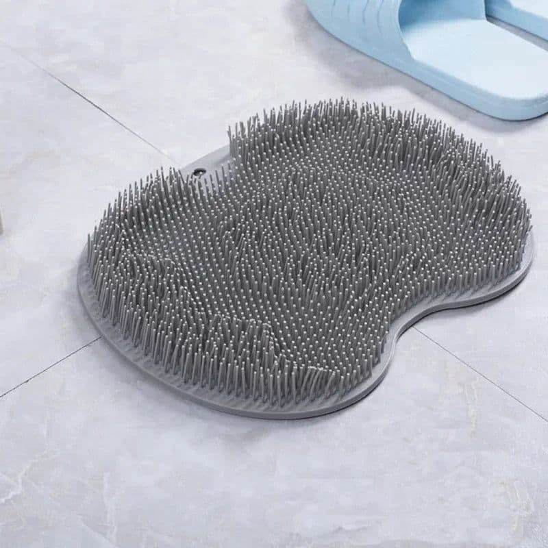 image-Silicone Rub Back Brush Bathroom Non-slip Wash Foot Pad Massage Shower Mat with Sucker Bath Massage Foot Exfoliating Brush Pad