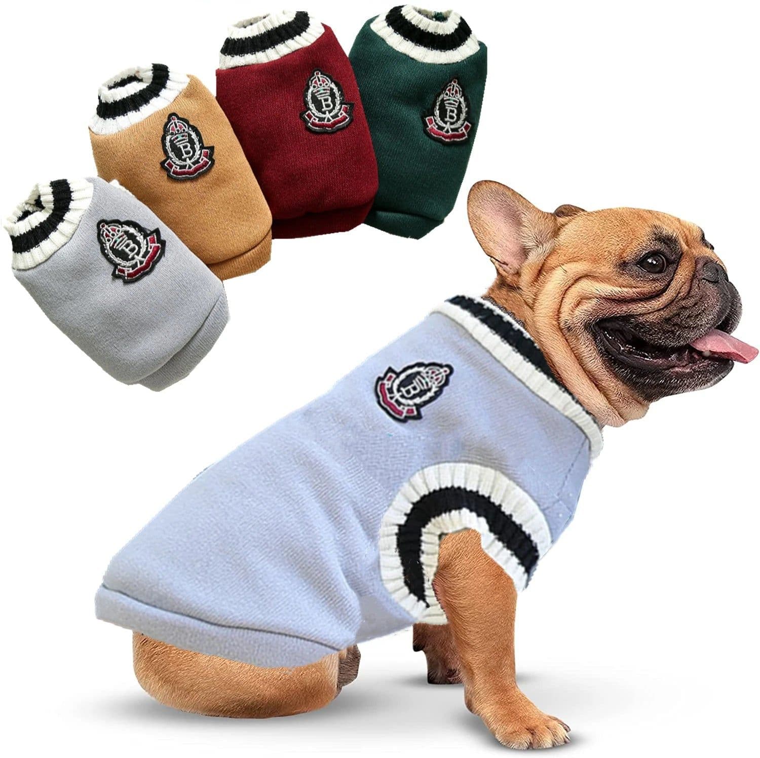 image-Dog Cat Sweater College Style V-neck Teddy knitted Vest Pet Puppy Winter Warm Clothes Apperal for Small Medium Large Dogs Cats