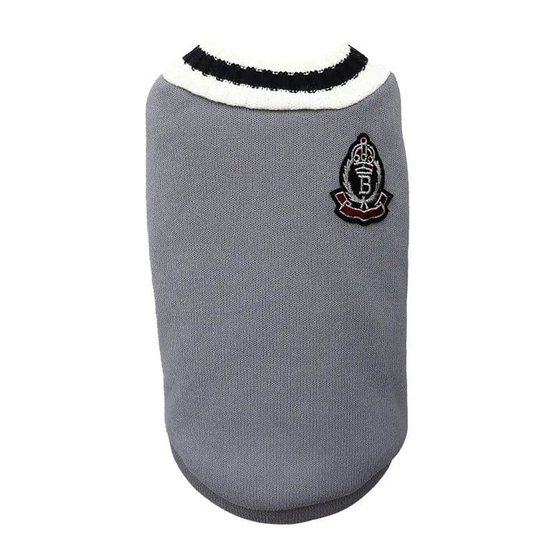 image-Dog Cat Sweater College Style V-neck Teddy knitted Vest Pet Puppy Winter Warm Clothes Apperal for Small Medium Large Dogs Cats