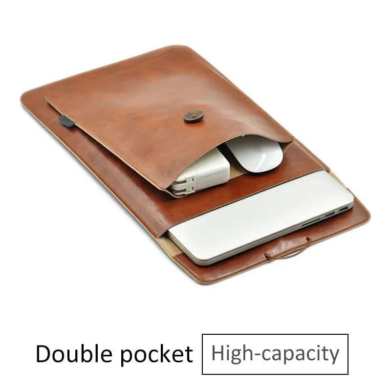 image-Double Layer High Capacity Laptop Bag Cover,Microfiber Leather Laptop Sleeve Case For M1 MacBook Pro Air 12/13.3/14/15.4/16