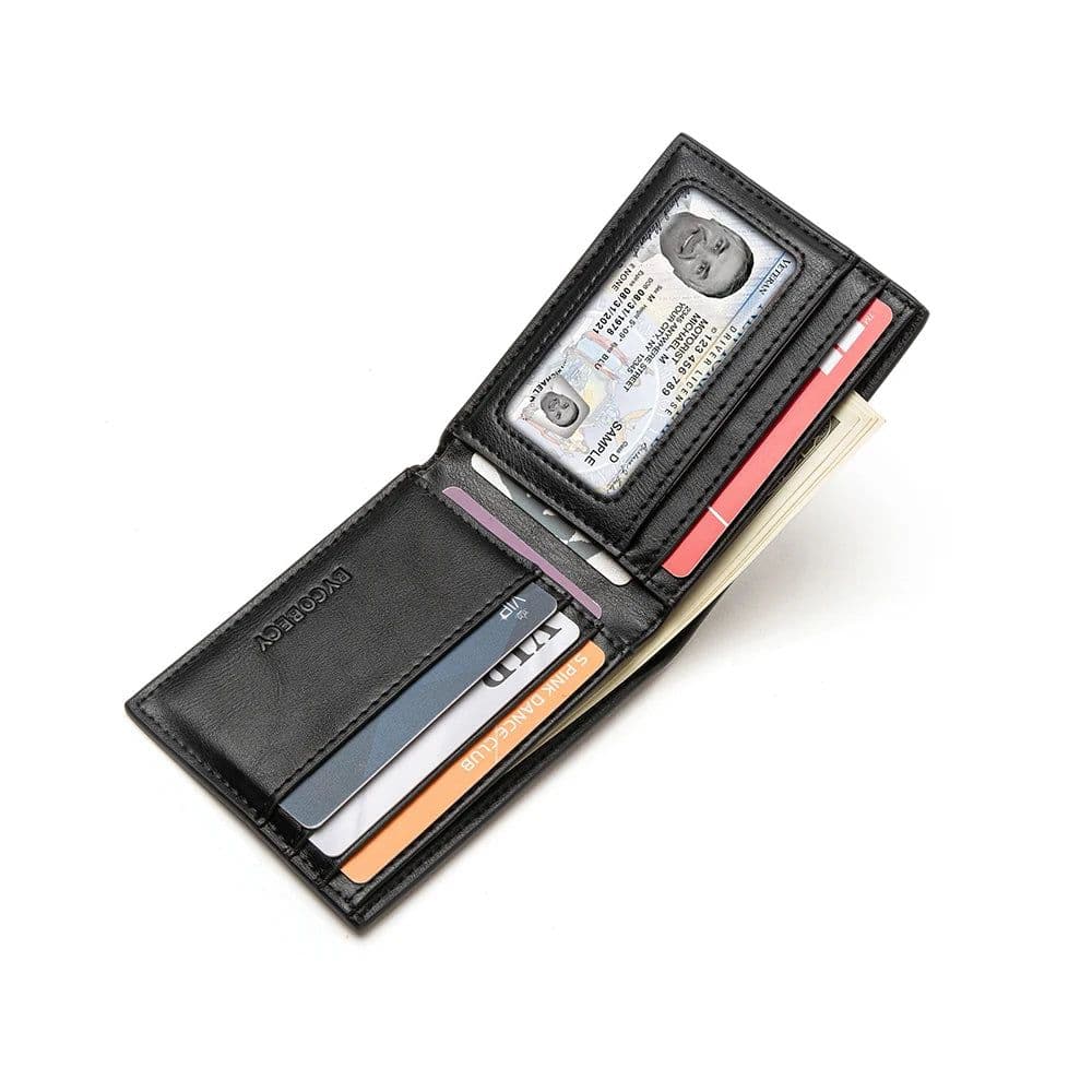 image-Customized Ultra-thin Men's Wallet Money Clip Carbon Fiber ID Card Holder Wallet RFID Slim Money Clips Bags Purse Cartera Hombre
