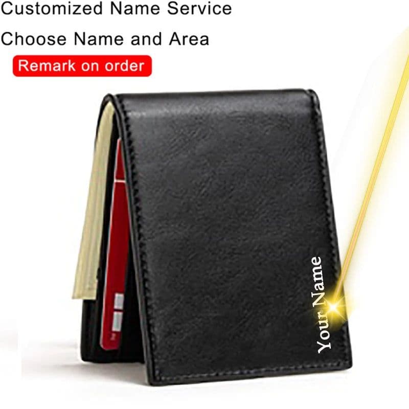 image-Customized Ultra-thin Men's Wallet Money Clip Carbon Fiber ID Card Holder Wallet RFID Slim Money Clips Bags Purse Cartera Hombre