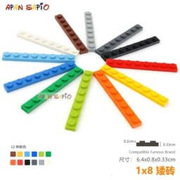 image-15pcs/lot DIY Blocks Building Bricks Thin 1X8 Educational Assemblage Construction Toys for Children Size Compatible With Brand