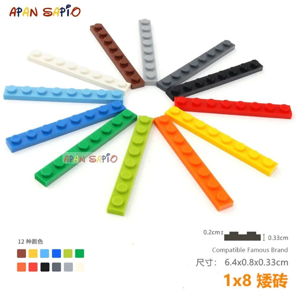 image-15pcs/lot DIY Blocks Building Bricks Thin 1X8 Educational Assemblage Construction Toys for Children Size Compatible With Brand