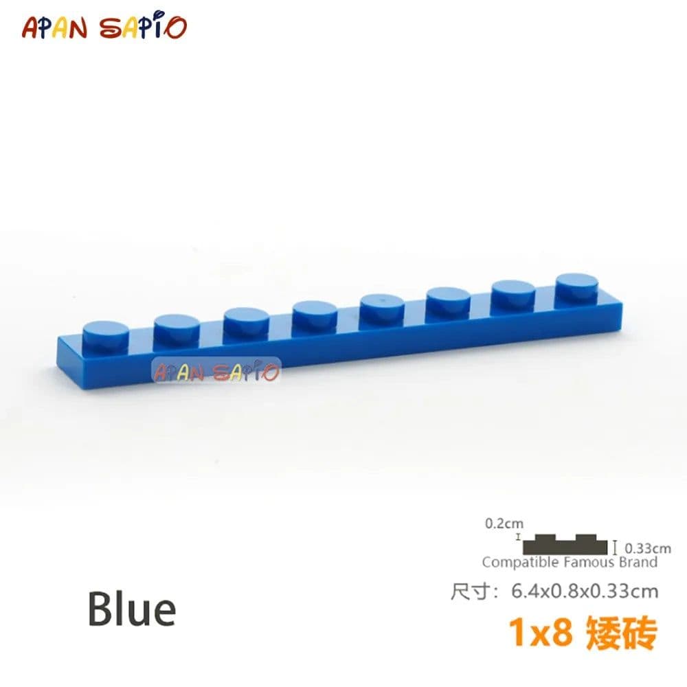 image-15pcs/lot DIY Blocks Building Bricks Thin 1X8 Educational Assemblage Construction Toys for Children Size Compatible With Brand