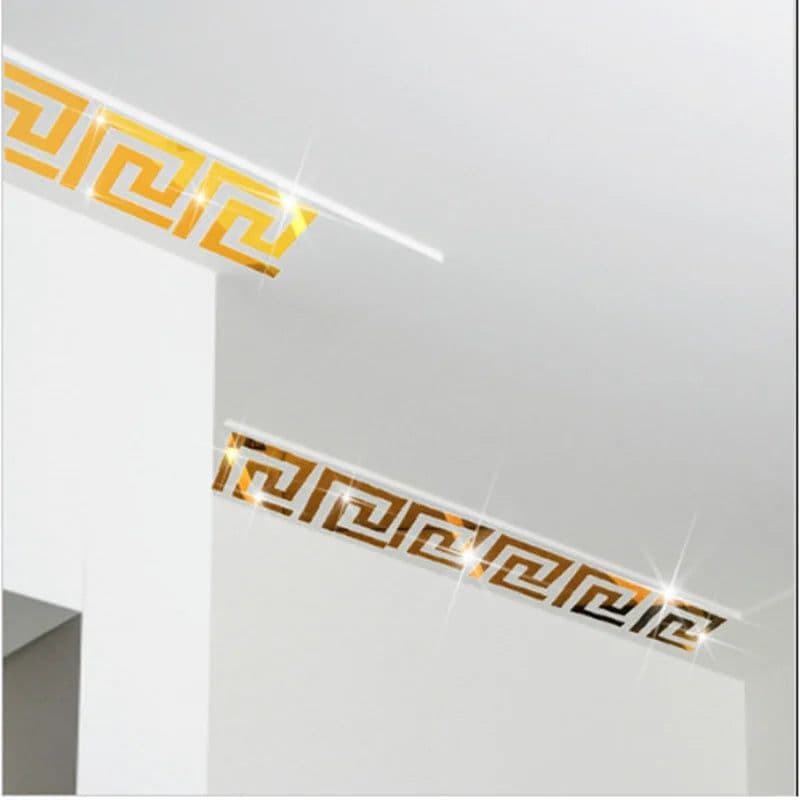 image-100/50pcs Self Adhesive Waist Line 3D Mirror Sticker 10x10cm DIY Wall Stickers for Living Room Edge Strip Corner Line Wall Decor