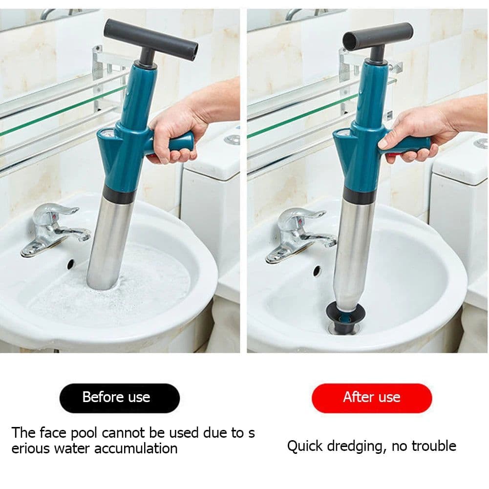 image-High Pressure Toilet Plunger Unblocker Pipes and Sinks Plunger Air Drain Blaster Cleaner Powerful Manual Pneumatic Dredge Tools