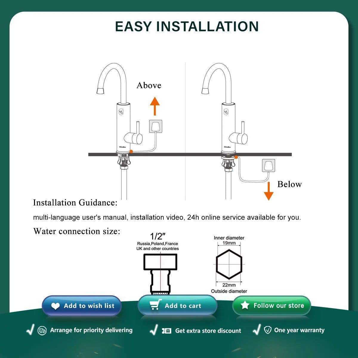 image-Briwellna Electric Water Heater 220V 2 in 1 Kitchen Faucet Tankless Water Heater Tap Flowing Electric Faucet Shower Geyser