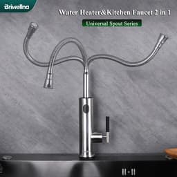 image-Briwellna Electric Water Heater 220V 2 in 1 Kitchen Faucet Tankless Water Heater Tap Flowing Electric Faucet Shower Geyser