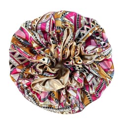 image-Women Satin Bonnet Night Sleep Cap Double Layer Elastic Head Wrap Lady Printing Sleep Cap Hair Bonnet Hat Head Cover