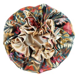 image-Women Satin Bonnet Night Sleep Cap Double Layer Elastic Head Wrap Lady Printing Sleep Cap Hair Bonnet Hat Head Cover