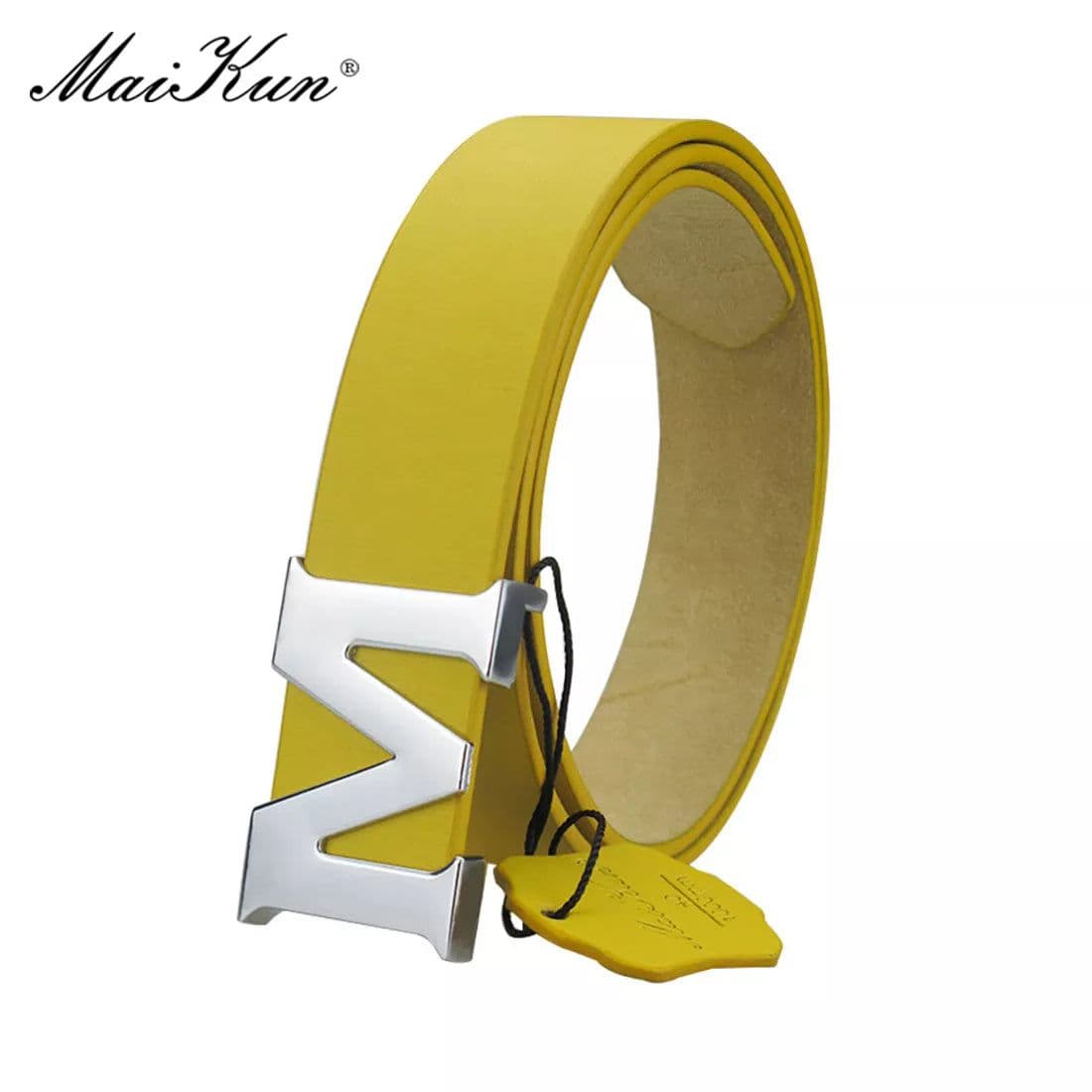 image-Maikun Women’s Leather Belts Removable Letter M Plate Buckle High Quality PU Leather Belt For Jeans Dress Halloween