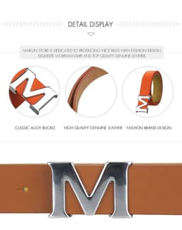 image-Maikun Women’s Leather Belts Removable Letter M Plate Buckle High Quality PU Leather Belt For Jeans Dress Halloween