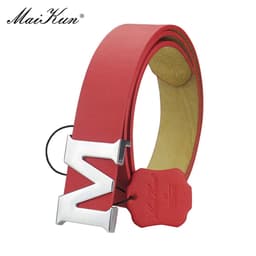 image-Maikun Women’s Leather Belts Removable Letter M Plate Buckle High Quality PU Leather Belt For Jeans Dress Halloween