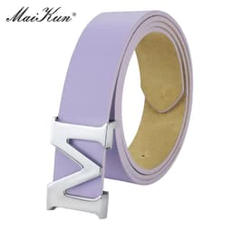 image-Maikun Women’s Leather Belts Removable Letter M Plate Buckle High Quality PU Leather Belt For Jeans Dress Halloween