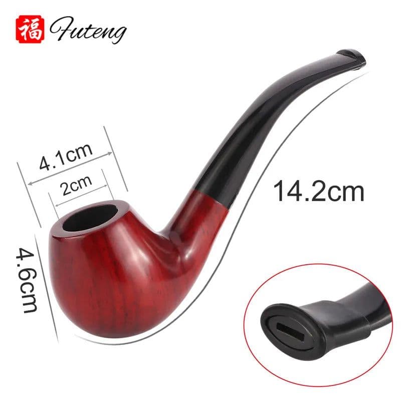 image-New Classic Creative Red Sandalwood Pipe Set Accessories 9MM Filter Solid Wood Dry Pipe Smoking Craft