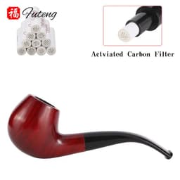 image-New Classic Creative Red Sandalwood Pipe Set Accessories 9MM Filter Solid Wood Dry Pipe Smoking Craft