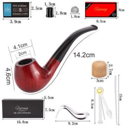 image-New Classic Creative Red Sandalwood Pipe Set Accessories 9MM Filter Solid Wood Dry Pipe Smoking Craft