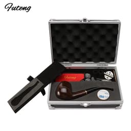 image-1 Set Smoking Ebony Pipe With Smoke Tools Pipe Rack Aluminium Storage Box Cigarette Accessories Tobacco Herb For Smoking