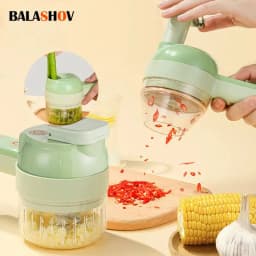 image-4In1 Electric Vegetable Cutter Set Handheld Wireless Electric Garlic Masher Food Chopper Meat Grinder Machine Food Peel Slice