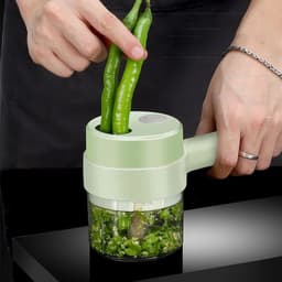 image-4In1 Electric Vegetable Cutter Set Handheld Wireless Electric Garlic Masher Food Chopper Meat Grinder Machine Food Peel Slice
