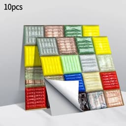 image-10pcs Self Adhesive Wall-Tiles For Kitchen Bedroom Bathroom Walls Backsplashes Waterproof 3D Mosaic Tiles Sticker