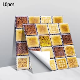 image-10pcs Self Adhesive Wall-Tiles For Kitchen Bedroom Bathroom Walls Backsplashes Waterproof 3D Mosaic Tiles Sticker