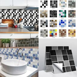 image-10pcs Self Adhesive Wall-Tiles For Kitchen Bedroom Bathroom Walls Backsplashes Waterproof 3D Mosaic Tiles Sticker