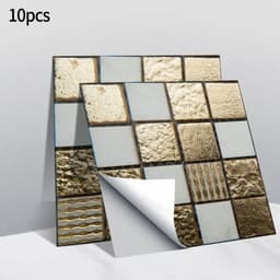image-10pcs Self Adhesive Wall-Tiles For Kitchen Bedroom Bathroom Walls Backsplashes Waterproof 3D Mosaic Tiles Sticker