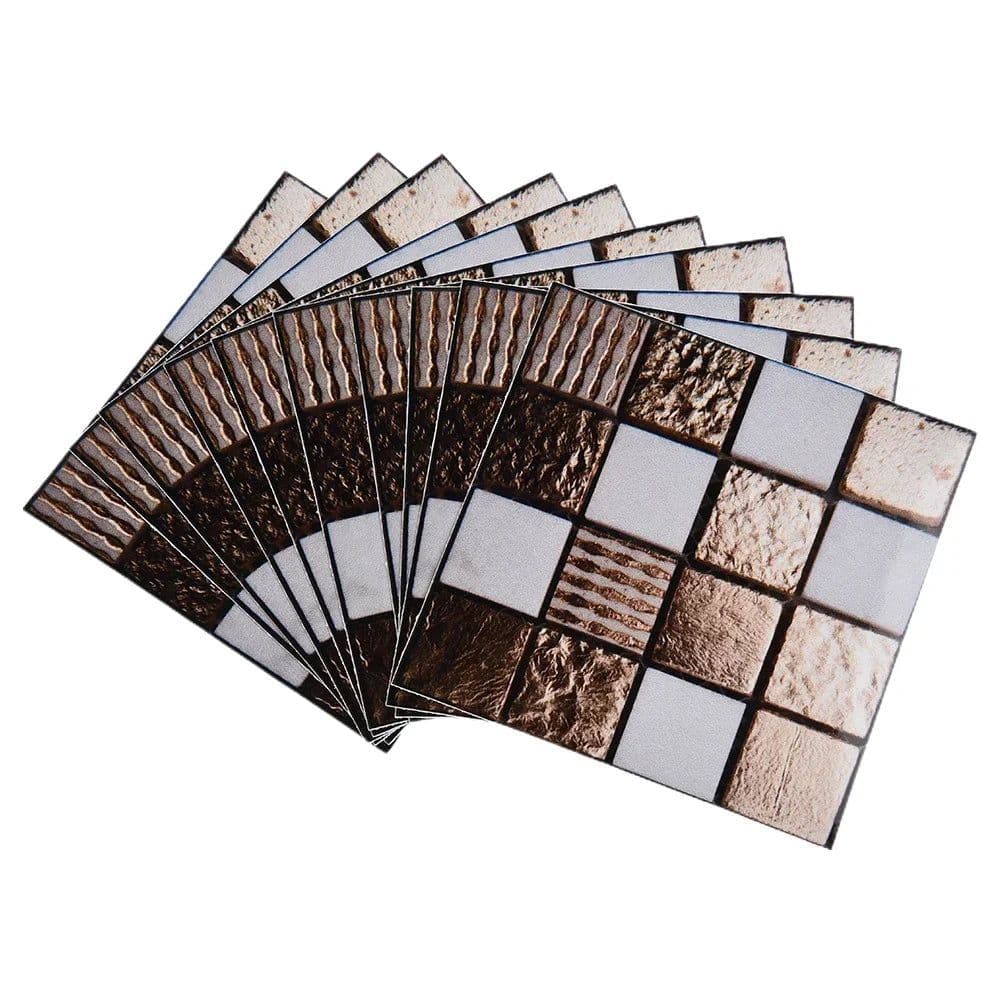 image-10pcs Self Adhesive Wall-Tiles For Kitchen Bedroom Bathroom Walls Backsplashes Waterproof 3D Mosaic Tiles Sticker