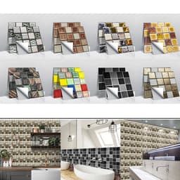 image-10pcs Self Adhesive Wall-Tiles For Kitchen Bedroom Bathroom Walls Backsplashes Waterproof 3D Mosaic Tiles Sticker