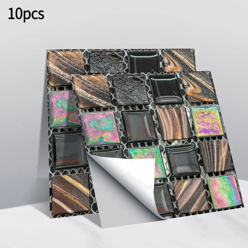 image-10pcs Self Adhesive Wall-Tiles For Kitchen Bedroom Bathroom Walls Backsplashes Waterproof 3D Mosaic Tiles Sticker