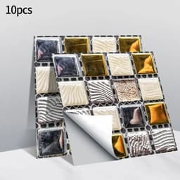 image-10pcs Self Adhesive Wall-Tiles For Kitchen Bedroom Bathroom Walls Backsplashes Waterproof 3D Mosaic Tiles Sticker