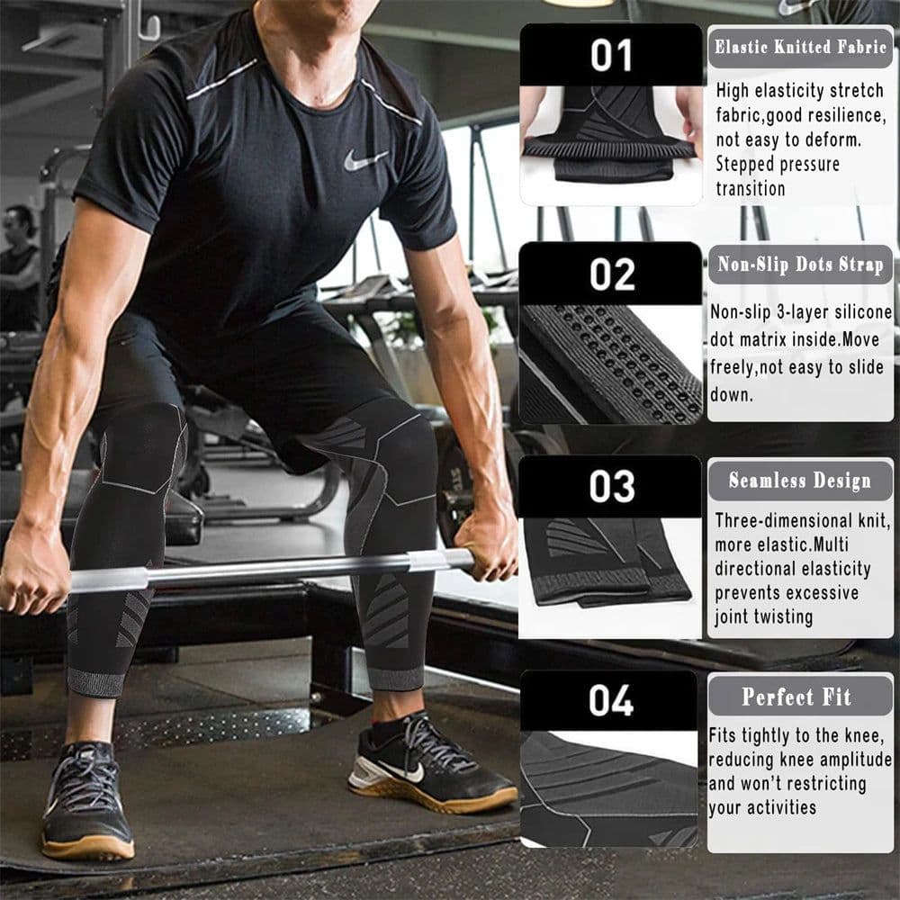 image-BraceTop Long Leg Compression Sleeves,Full Leg Sleeve Long Knee Brace Knee Support Protect Basketball,Football, Knee Pain Relief