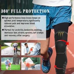 image-BraceTop Long Leg Compression Sleeves,Full Leg Sleeve Long Knee Brace Knee Support Protect Basketball,Football, Knee Pain Relief
