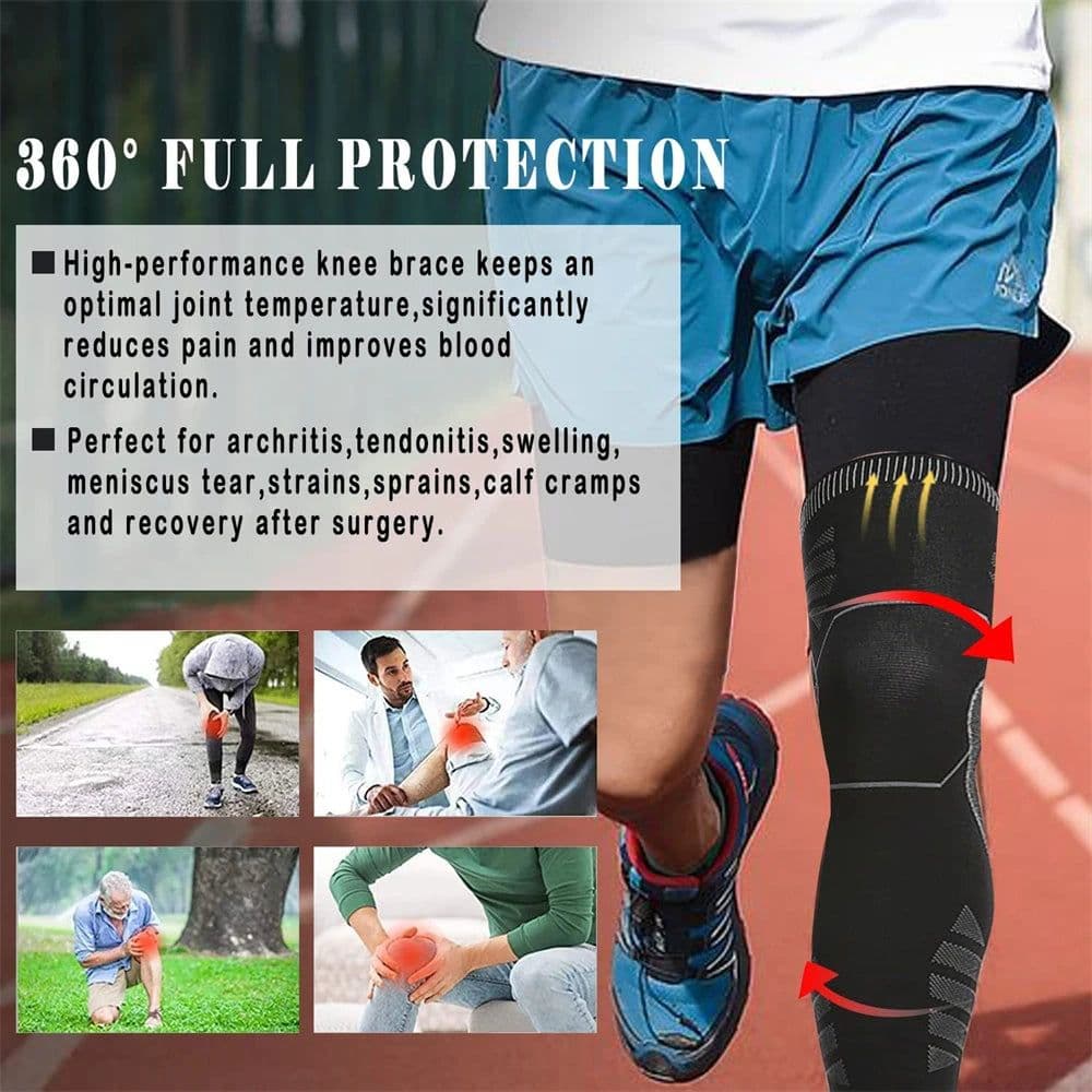 image-BraceTop Long Leg Compression Sleeves,Full Leg Sleeve Long Knee Brace Knee Support Protect Basketball,Football, Knee Pain Relief